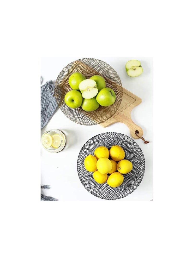 Metal Mesh Wire Basket Creative Countertop Fruit Basket for Kitchen Restaurant Large Black Decorative Fruit Bowl for Table Centerpiece Holder for Bread Candy Egg (Black) - Image 2